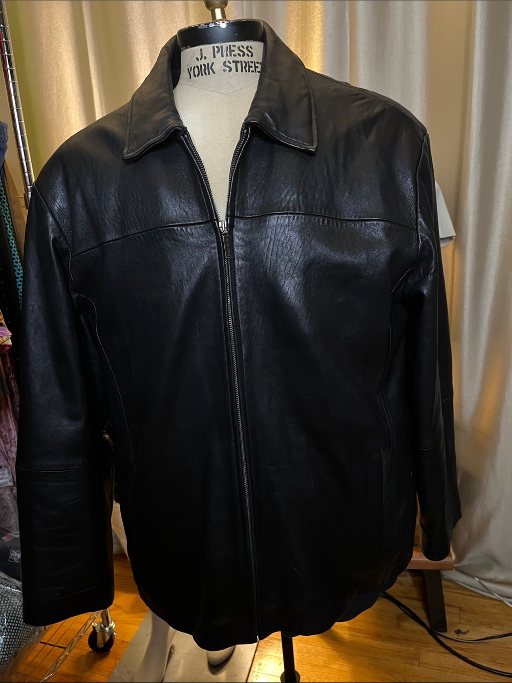 Boston Harbor black Leather Mens XXL Quilted inside Lamb inside breast pocket